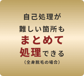 自己処理が難しい箇所もまとめて処理できる（全身脱毛の場合）